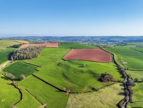 Farms and Fields over Paignton from a drone, Devon, England, United Kingdom