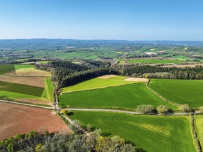 Farms and Fields over Torquay from a drone, Devon, England, United Kingdom