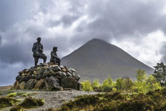 Collie and MacKenzie Statue, Sligachan Old Bridge, Isle of Skye, Scotland, UK