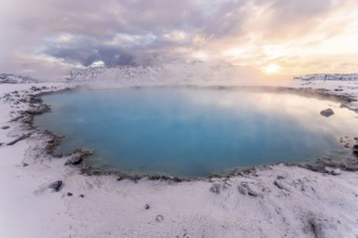 Blue Lagoon, Close to Reykjavik, Thermal, Hot Spring, Winter, Snow, Steam, Water, Wellness, Sunset,