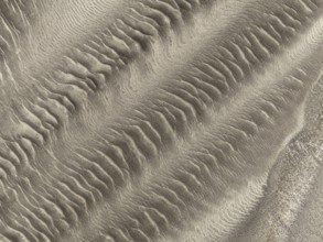 Patterns in the sand of the Namib Desert. Aerial view. Drone shot. Skeleton Coast National Park,