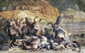 The Spartan Phlanx, Spartan army, in battle against the Thracians in Pelfast, 4th century BC,