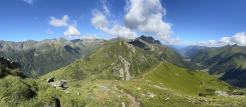 View from the Hornfeldspitz, Schladminger Tauern, Sölktäler nature park Park, St. Nikolei, Styria,