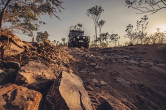 Landrover Defender four-wheel drive vehicle in the Australian outback