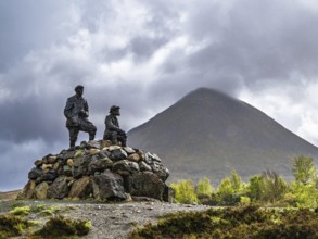 Collie and MacKenzie Statue, Sligachan Old Bridge, Isle of Skye, Scotland, UK