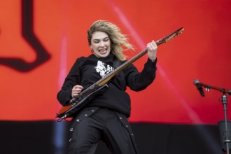 Daniela Villarreal Vélez, singer of The Warning at the Rock am Ring Festival on Sunday, Nürburgring