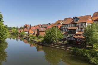 Old fishermen's settlement along the Werra, Bad Sooden, Allendorf, district Allendorf, street