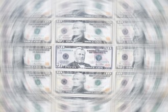 US dollar notes, 10 dollars, 50 dollars, banknotes