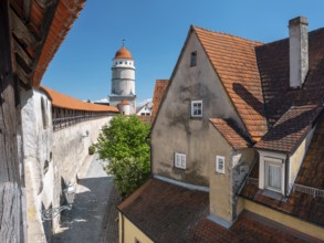 Medieval town wall with battlements, Löpsinger Tor, rebuilt around 1590, Löpsinger Mauer,