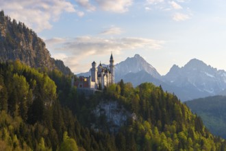 Fairytale castle nestled in a picturesque mountain landscape, Neuschwanstein, Schwangau near
