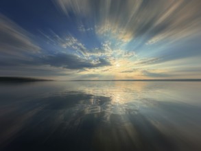 Evening mood, Lake Starnberg, zoom effect, Bavaria, Germany