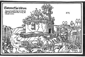 Gattendorf Castle in the Middle Ages, District of Hof in Bavaria, Germany, Historical, digitally