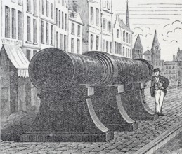 The large wrought-iron cannon of Ghent from the 14th century, digitally enhanced reproduction of a