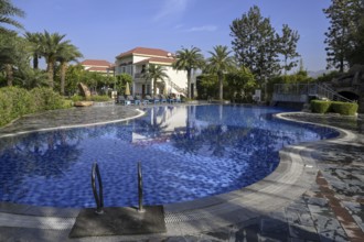 Swimming pool of the Resort De Coração, near Ramnagar, Corbett National Park, Uttarakhand State,