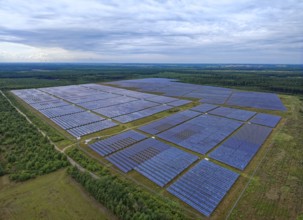 Krempendorf solar park in the municipality of Marienfließ. Prignitz, Brandenburg, Germany