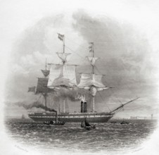 The SS Great Britain leaving Liverpool, England in 1853, from the Cyclopaedia of Useful Arts and