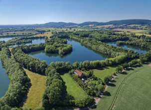 Landscape around the Weser lowlands near Großenwieden, aerial view. Hessisch Oldendorf, Lower