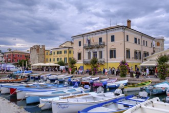 Fishing boats at the harbour, Bardolino, Lake Garda, Veneto, Italy