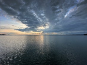 Evening mood, clouds over Lake Starnberg, Bavaria, Germany