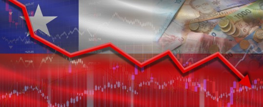 Chile financial crisis on economic graph. Financial fall of Chile on economy market