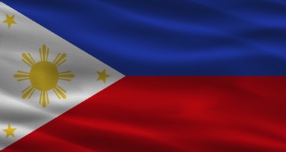 Philippines flag with fabric texture. Realistic flag of Philippines waving