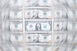 US dollar notes, 10 dollars, 1 dollar, banknotes