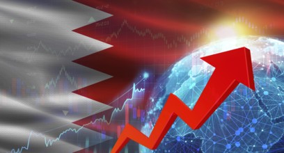 Global financial growth with Bahrain flag. Financial growth with Bahrain flag on economic