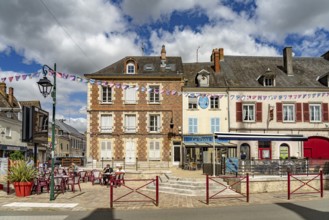 Cafe and bar on the place du marche aux grains in Bonneval, Centre-Val de Loire, France