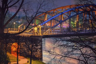 Light atmosphere at the Weser bridge in Rinteln Germany