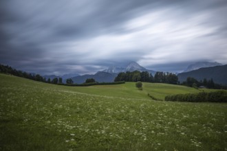 Dramatic weather over the Alps in Berchtesgadener Land with a view of the Watzmann