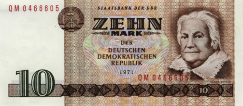 Banknote, banknote, 10 Mark, 1971, GDR, reproduction of a historical banknote