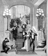 Bombing of the Liceo theatre in Barcelona, Spain, Illustration from 1894, Reproduction, digitally