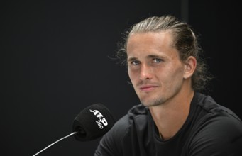 Press conference, PK, portrait, Alexander Zverev GER, smiles, tennis, ATP 250, BOSS Open 2025,