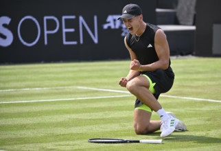 Justin Engel GER Cheering Emotion Gesture Gesture after match win, Tennis, ATP 250, BOSS Open 2025,