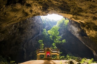 Temple in a stalactite cave, Phraya Nakhon Cave, Khao Sam Roi Yot National Park, Hua Hin, Prachuap