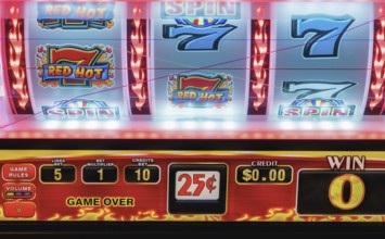 Casino gambling blackjack and slot machines waiting for gamblers and tourist to spend money