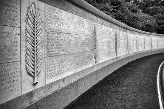 Wall of the Missing, wall with the names of missing US soldiers, military cemetery, American