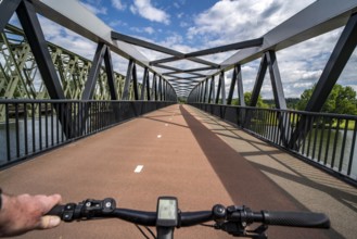 Ride over the De Massover cycle path bridge, over the Meuse south of Nijmegen, near Cuijk, part of