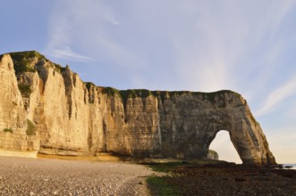 Manneporte rock arch and cliffs, Etretat, Alabaster Coast, Seine-Maritime, Normandy, France