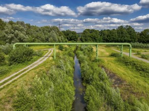 Bottrop, North Rhine-Westphalia, Germany - Renaturalised Boye, the tributary of the Emscher, has