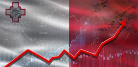Malta financial growth on market graph. Malta economic growth on financial graph