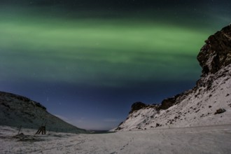 Northern Lights, Close to Vik, Ring Road, Mountains, Frost, Winter, Cold, Snow, Night, Iceland*