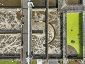 Germany - Wastewater treatment in a sewage treatment plant, clarifier with brown wastewater