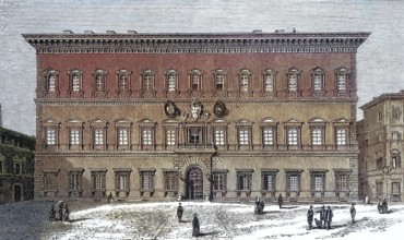 Palazzo Farnese, around 1850, in the Regola district of Piazza Farnese in Rome, Italy
