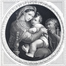 Madonna della Sedia, after a painting by Raphael, illustration from 1870, Palazzo Pitti, Florence,