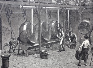 Workers in a factory for the production of sweets, around 1850, digitally enhanced reproduction of