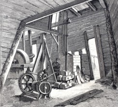 Petroleum wells in Oelheim, Ölheim, oil production, pumping station, around 1882, district of