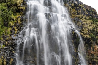 Water flowing down rocks, detail of a waterfall, Lisbon Falls, long exposure, near Graskop,