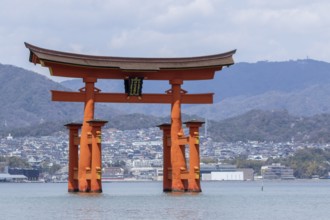 Torii in the water, sight, tourist attraction, UNESCO World Heritage Site, Itsukushima Shrine,