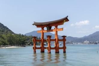 Torii in the water, sight, tourist attraction, UNESCO World Heritage Site, Itsukushima Shrine,